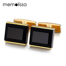 Load image into Gallery viewer, Quality Crystal Square/Round Cufflinks for mens gold  black flower/Crown/ cufflinks Top brand men&#39;s French shirt cufflinks
