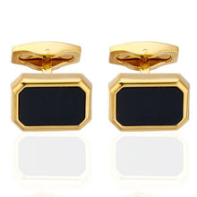 Load image into Gallery viewer, Quality Crystal Square/Round Cufflinks for mens gold  black flower/Crown/ cufflinks Top brand men&#39;s French shirt cufflinks
