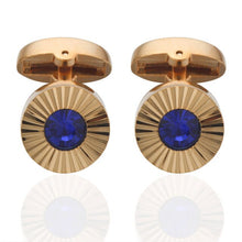 Load image into Gallery viewer, Quality Crystal Square/Round Cufflinks for mens gold  black flower/Crown/ cufflinks Top brand men&#39;s French shirt cufflinks
