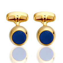 Load image into Gallery viewer, Quality Crystal Square/Round Cufflinks for mens gold  black flower/Crown/ cufflinks Top brand men&#39;s French shirt cufflinks
