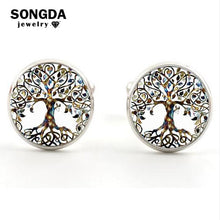 Load image into Gallery viewer, SONGDA New Simple Tree of Life Cufflinks Plant Art Photo Round Glass Cabochon Bronze/Silver Color Cufflinks for Mens DIY Jewelry

