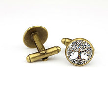 Load image into Gallery viewer, SONGDA New Simple Tree of Life Cufflinks Plant Art Photo Round Glass Cabochon Bronze/Silver Color Cufflinks for Mens DIY Jewelry
