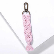 Load image into Gallery viewer, Girlgo Tassel Macrame Keychains for Women Boho Handmade Fiberlove key Holder Keyring Macrame Bag Charm Car Hanging Jewelry Gifts
