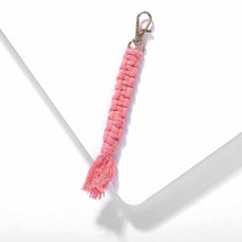 Load image into Gallery viewer, Girlgo Tassel Macrame Keychains for Women Boho Handmade Fiberlove key Holder Keyring Macrame Bag Charm Car Hanging Jewelry Gifts
