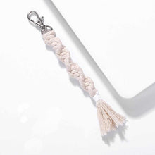 Load image into Gallery viewer, Girlgo Tassel Macrame Keychains for Women Boho Handmade Fiberlove key Holder Keyring Macrame Bag Charm Car Hanging Jewelry Gifts
