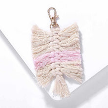 Load image into Gallery viewer, Girlgo Tassel Macrame Keychains for Women Boho Handmade Fiberlove key Holder Keyring Macrame Bag Charm Car Hanging Jewelry Gifts
