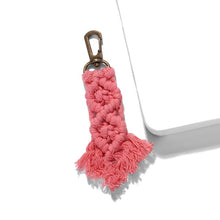 Load image into Gallery viewer, Girlgo Tassel Macrame Keychains for Women Boho Handmade Fiberlove key Holder Keyring Macrame Bag Charm Car Hanging Jewelry Gifts
