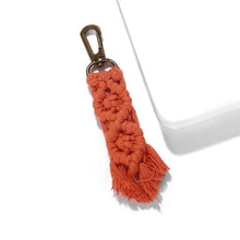 Load image into Gallery viewer, Girlgo Tassel Macrame Keychains for Women Boho Handmade Fiberlove key Holder Keyring Macrame Bag Charm Car Hanging Jewelry Gifts
