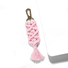 Load image into Gallery viewer, Girlgo Tassel Macrame Keychains for Women Boho Handmade Fiberlove key Holder Keyring Macrame Bag Charm Car Hanging Jewelry Gifts
