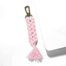 Load image into Gallery viewer, Girlgo Tassel Macrame Keychains for Women Boho Handmade Fiberlove key Holder Keyring Macrame Bag Charm Car Hanging Jewelry Gifts
