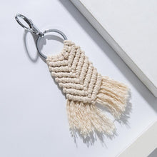Load image into Gallery viewer, Girlgo Tassel Macrame Keychains for Women Boho Handmade Fiberlove key Holder Keyring Macrame Bag Charm Car Hanging Jewelry Gifts
