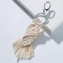 Load image into Gallery viewer, Girlgo Tassel Macrame Keychains for Women Boho Handmade Fiberlove key Holder Keyring Macrame Bag Charm Car Hanging Jewelry Gifts
