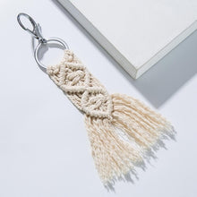 Load image into Gallery viewer, Girlgo Tassel Macrame Keychains for Women Boho Handmade Fiberlove key Holder Keyring Macrame Bag Charm Car Hanging Jewelry Gifts
