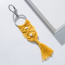 Load image into Gallery viewer, Girlgo Tassel Macrame Keychains for Women Boho Handmade Fiberlove key Holder Keyring Macrame Bag Charm Car Hanging Jewelry Gifts
