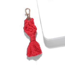 Load image into Gallery viewer, Girlgo Tassel Macrame Keychains for Women Boho Handmade Fiberlove key Holder Keyring Macrame Bag Charm Car Hanging Jewelry Gifts
