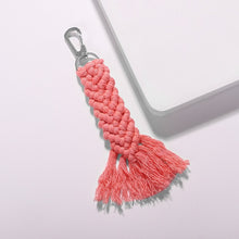 Load image into Gallery viewer, Girlgo Tassel Macrame Keychains for Women Boho Handmade Fiberlove key Holder Keyring Macrame Bag Charm Car Hanging Jewelry Gifts
