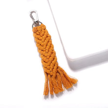 Load image into Gallery viewer, Girlgo Tassel Macrame Keychains for Women Boho Handmade Fiberlove key Holder Keyring Macrame Bag Charm Car Hanging Jewelry Gifts
