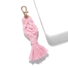 Load image into Gallery viewer, Girlgo Tassel Macrame Keychains for Women Boho Handmade Fiberlove key Holder Keyring Macrame Bag Charm Car Hanging Jewelry Gifts
