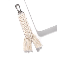 Load image into Gallery viewer, Girlgo Tassel Macrame Keychains for Women Boho Handmade Fiberlove key Holder Keyring Macrame Bag Charm Car Hanging Jewelry Gifts
