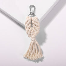 Load image into Gallery viewer, Girlgo Tassel Macrame Keychains for Women Boho Handmade Fiberlove key Holder Keyring Macrame Bag Charm Car Hanging Jewelry Gifts

