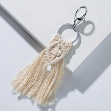 Load image into Gallery viewer, Girlgo Tassel Macrame Keychains for Women Boho Handmade Fiberlove key Holder Keyring Macrame Bag Charm Car Hanging Jewelry Gifts
