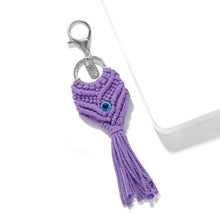Load image into Gallery viewer, Girlgo Tassel Macrame Keychains for Women Boho Handmade Fiberlove key Holder Keyring Macrame Bag Charm Car Hanging Jewelry Gifts
