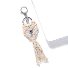 Load image into Gallery viewer, Girlgo Tassel Macrame Keychains for Women Boho Handmade Fiberlove key Holder Keyring Macrame Bag Charm Car Hanging Jewelry Gifts
