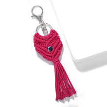 Load image into Gallery viewer, Girlgo Tassel Macrame Keychains for Women Boho Handmade Fiberlove key Holder Keyring Macrame Bag Charm Car Hanging Jewelry Gifts
