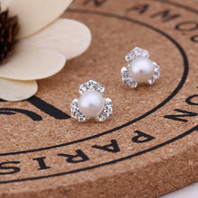 Load image into Gallery viewer, Recommend Cute Exquisite Simlated Pearl Crystal Stud Earring Butterfly Snowflake Star Triangle Crown Shape Earring
