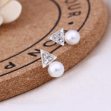 Load image into Gallery viewer, Recommend Cute Exquisite Simlated Pearl Crystal Stud Earring Butterfly Snowflake Star Triangle Crown Shape Earring
