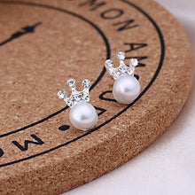 Load image into Gallery viewer, Recommend Cute Exquisite Simlated Pearl Crystal Stud Earring Butterfly Snowflake Star Triangle Crown Shape Earring
