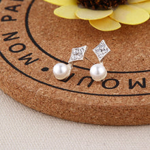 Load image into Gallery viewer, Recommend Cute Exquisite Simlated Pearl Crystal Stud Earring Butterfly Snowflake Star Triangle Crown Shape Earring
