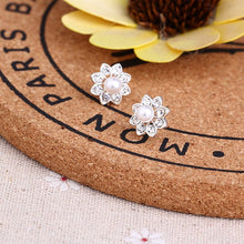 Load image into Gallery viewer, Recommend Cute Exquisite Simlated Pearl Crystal Stud Earring Butterfly Snowflake Star Triangle Crown Shape Earring
