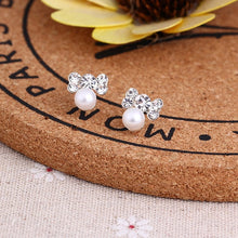 Load image into Gallery viewer, Recommend Cute Exquisite Simlated Pearl Crystal Stud Earring Butterfly Snowflake Star Triangle Crown Shape Earring
