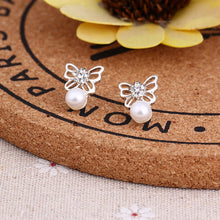 Load image into Gallery viewer, Recommend Cute Exquisite Simlated Pearl Crystal Stud Earring Butterfly Snowflake Star Triangle Crown Shape Earring
