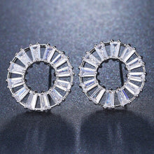 Load image into Gallery viewer, LXOEN Bohemian Crystal Round Stud Earrings Silver Color Small Wedding Earrings For Women Studs Ear Jewelry Gift brinco
