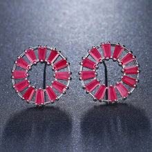 Load image into Gallery viewer, LXOEN Bohemian Crystal Round Stud Earrings Silver Color Small Wedding Earrings For Women Studs Ear Jewelry Gift brinco
