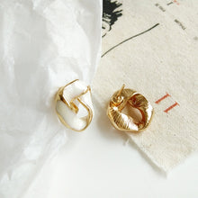 Load image into Gallery viewer, AOMU White Enamel Geometric Round Square Irregular Acrylic Calla Flower Stud Earrings for Women Girl Elegant Party Jewelry Gift
