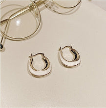 Load image into Gallery viewer, AOMU White Enamel Geometric Round Square Irregular Acrylic Calla Flower Stud Earrings for Women Girl Elegant Party Jewelry Gift
