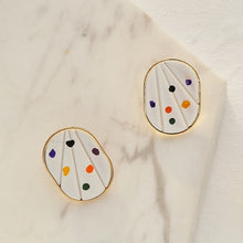 Load image into Gallery viewer, AOMU White Enamel Geometric Round Square Irregular Acrylic Calla Flower Stud Earrings for Women Girl Elegant Party Jewelry Gift
