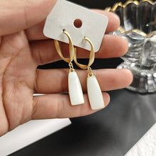 Load image into Gallery viewer, AOMU White Enamel Geometric Round Square Irregular Acrylic Calla Flower Stud Earrings for Women Girl Elegant Party Jewelry Gift
