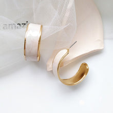 Load image into Gallery viewer, AOMU White Enamel Geometric Round Square Irregular Acrylic Calla Flower Stud Earrings for Women Girl Elegant Party Jewelry Gift
