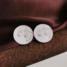 Load image into Gallery viewer, AOMU White Enamel Geometric Round Square Irregular Acrylic Calla Flower Stud Earrings for Women Girl Elegant Party Jewelry Gift
