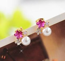 Load image into Gallery viewer, New Product Launch Fashion Korean Cute Red Cherry Leaf Beads Rhinestone Lovely Ear Stud Earrings Jewelry Earrings For Women Gift
