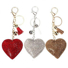 Load image into Gallery viewer, Romantic Dazzling Rhinestone Love Heart Charm Pendant Fringe Keychain Keyring Tassel Keychain Bag Pendant Keychain Car Keychain
