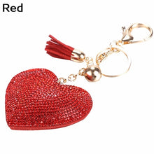 Load image into Gallery viewer, Romantic Dazzling Rhinestone Love Heart Charm Pendant Fringe Keychain Keyring Tassel Keychain Bag Pendant Keychain Car Keychain
