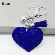 Load image into Gallery viewer, Romantic Dazzling Rhinestone Love Heart Charm Pendant Fringe Keychain Keyring Tassel Keychain Bag Pendant Keychain Car Keychain

