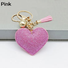 Load image into Gallery viewer, Romantic Dazzling Rhinestone Love Heart Charm Pendant Fringe Keychain Keyring Tassel Keychain Bag Pendant Keychain Car Keychain
