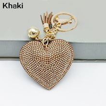 Load image into Gallery viewer, Romantic Dazzling Rhinestone Love Heart Charm Pendant Fringe Keychain Keyring Tassel Keychain Bag Pendant Keychain Car Keychain
