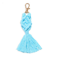 Load image into Gallery viewer, Girlgo Tassel Macrame Keychains for Women Boho Handmade Fiberlove key Holder Keyring Macrame Bag Charm Car Hanging Jewelry Gifts
